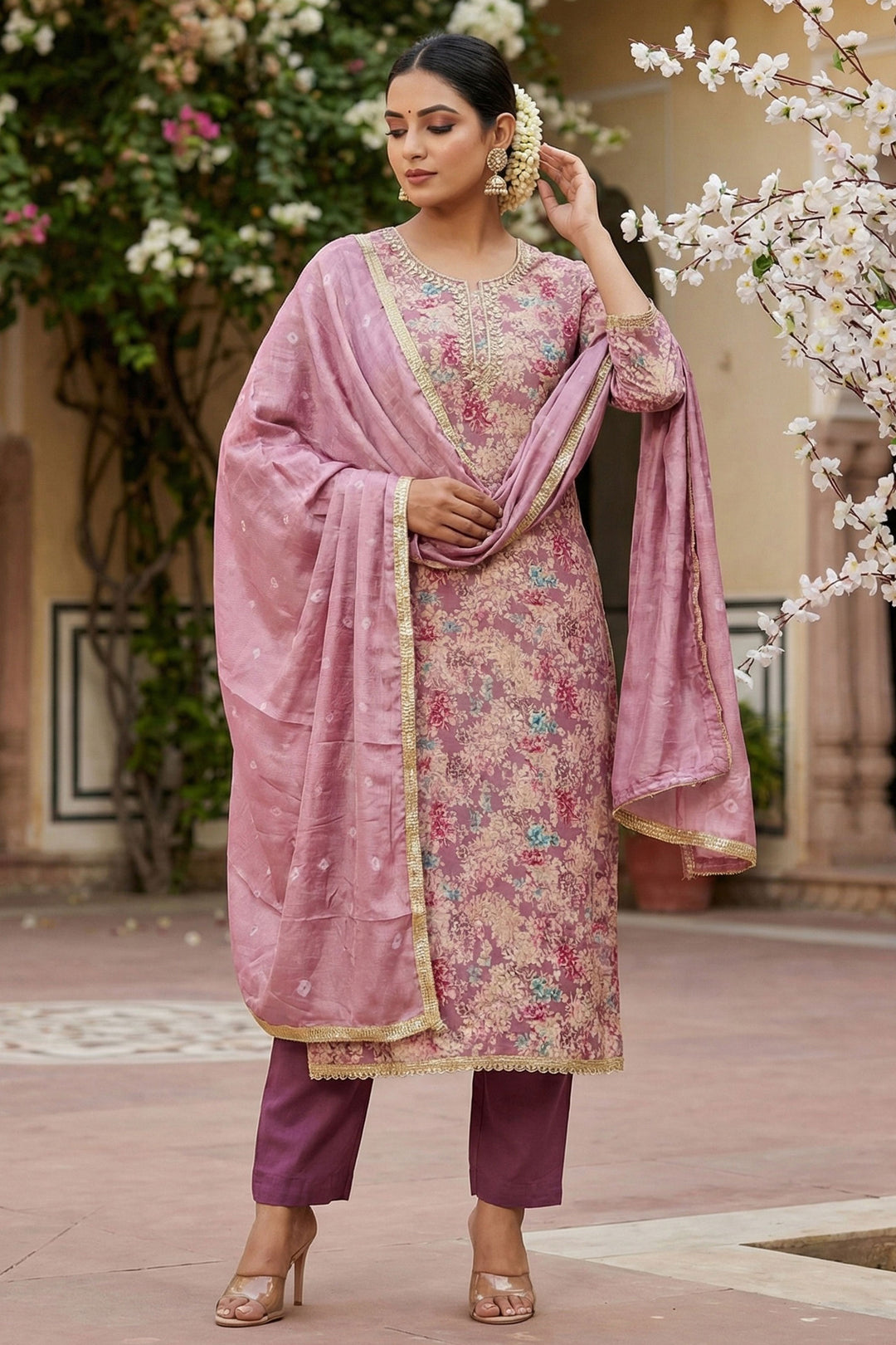 Fancy Fabric Lavender Color Attractive Printed Salwar Suit | Buy Online India