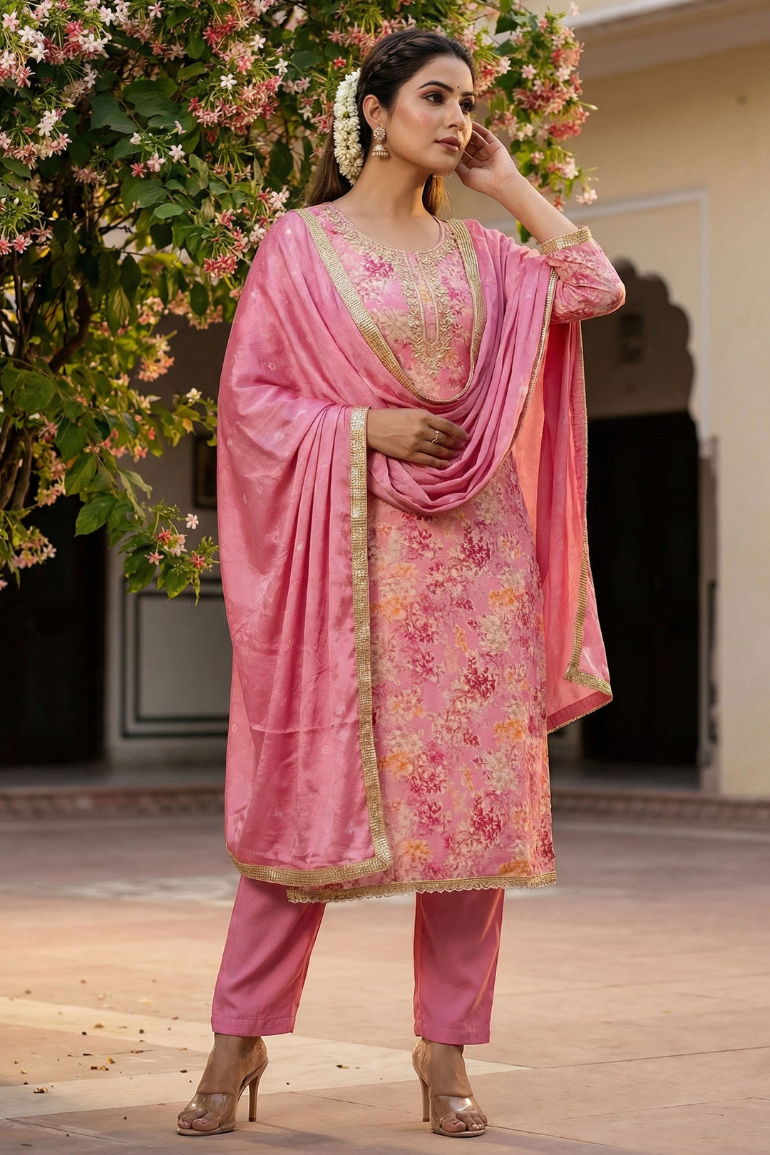Pink Color Fancy Fabric Glorious Printed Salwar Suit | Buy Online India