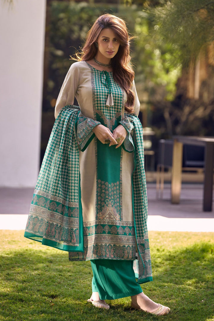Green Color Cotton Fabric Festive Look Awesome Salwar Suit | Buy Online India