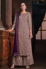 Load image into Gallery viewer, Lavender Color Net Fabric Tempting Embroidered Palazzo Suit
