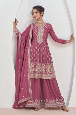 Vartika Singh Attractive Art Silk Fabric Pink Color Readymade Palazzo Suit