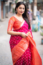 Load image into Gallery viewer, Rani Color Glorious Bandhani Style Printed Art Silk Saree
