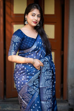 Load image into Gallery viewer, Delicate Navy Blue Color Bandhani Style Printed Art Silk Saree
