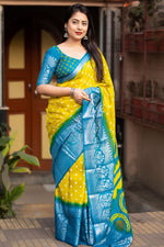 Load image into Gallery viewer, Yellow Color Graceful Bandhani Style Printed Art Silk Saree
