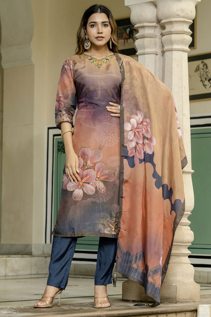 Tempting Fancy Fabric Multi Color Readymade Salwar Suit