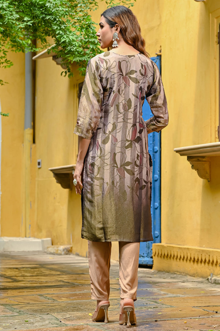 Trendy Fancy Fabric Cream Color Readymade Salwar Suit