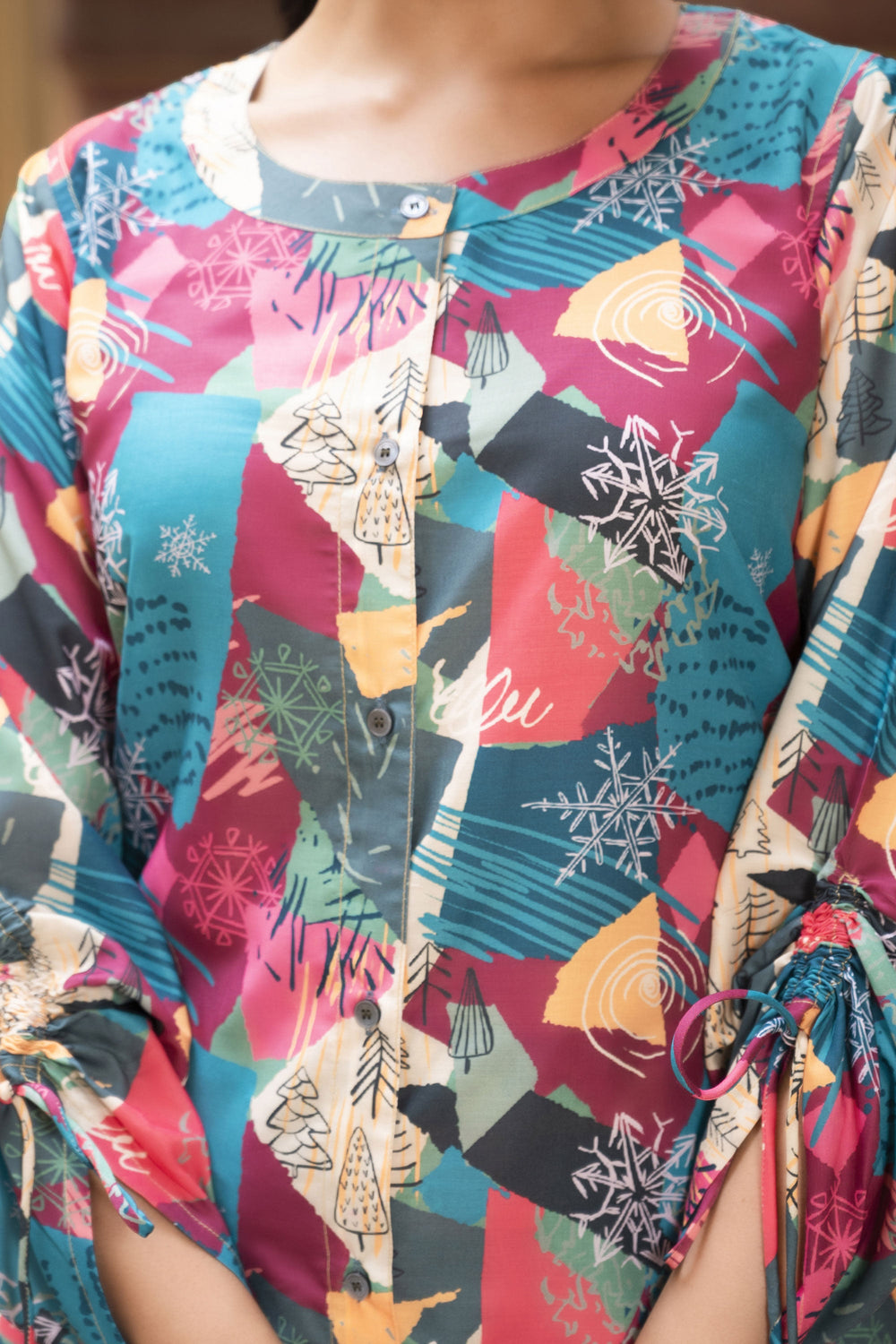 Exclusive Digital Printed Work Multi Color Muslin Fabric Co-Ord Set | Buy Online India
