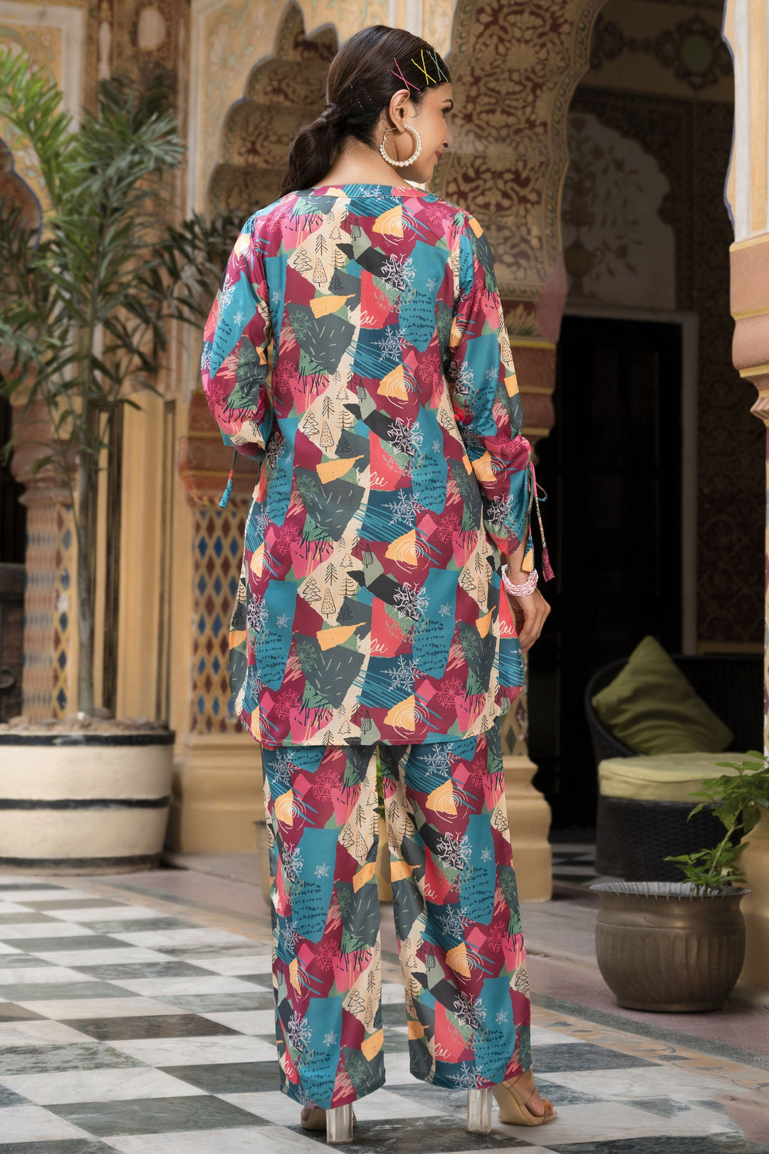 Exclusive Digital Printed Work Multi Color Muslin Fabric Co-Ord Set | Buy Online India
