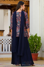 Load image into Gallery viewer, Satin Fabric Navy Blue Color Attractive Readymade Palazzo Suit

