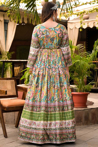 Festive Fashion Printed Multi Color Readymade Anarkali Suit