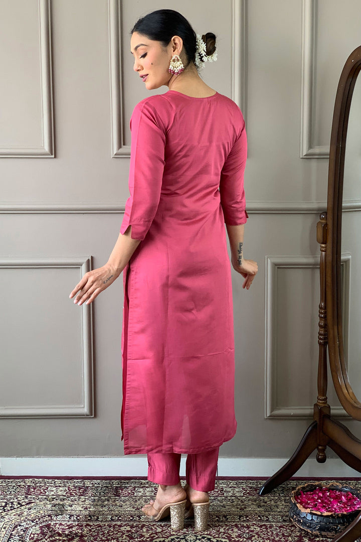 Beguiling Pink Color Viscose Fabric Readymade Dress