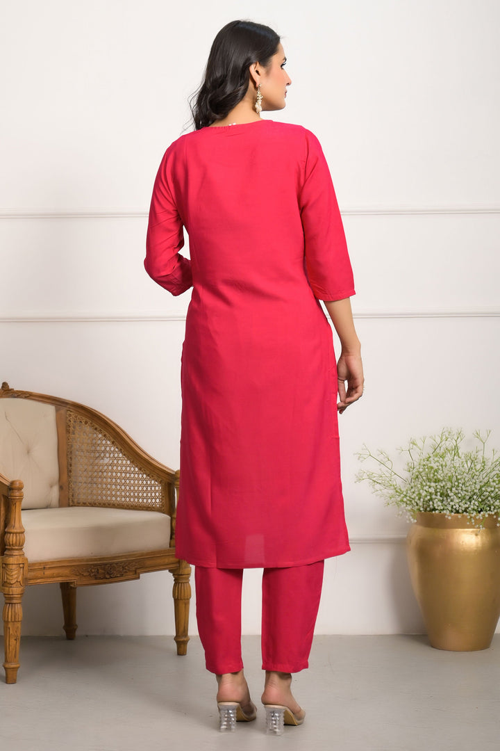 Beguiling Viscose Fabric Readymade Red Color Salwar Suit