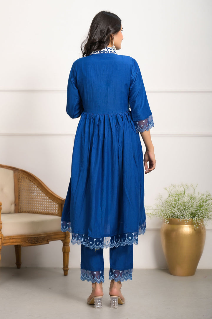 Blue Color Art Silk Fabric Trendy Readymade Salwar Suit