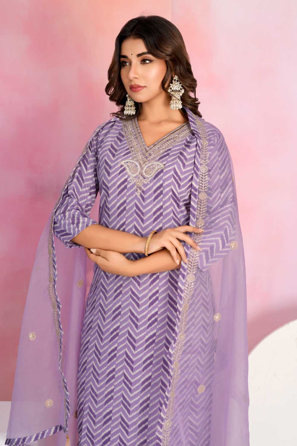 Viscose Fabric Purple Color Delicate Readymade Salwar Suit