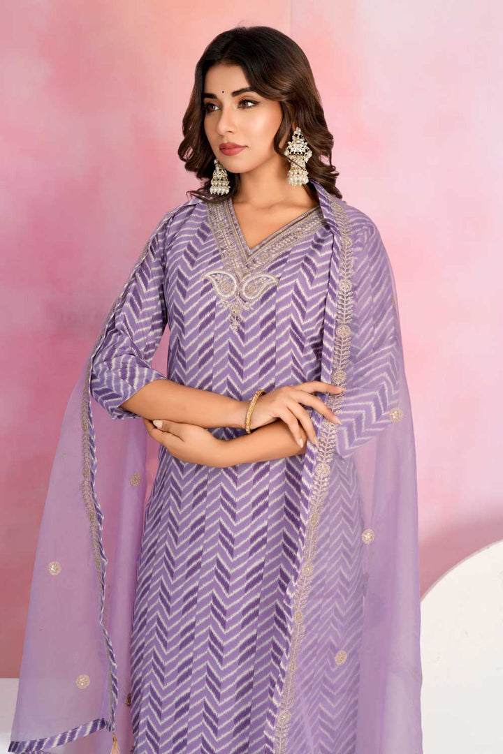 Viscose Fabric Purple Color Delicate Readymade Salwar Suit