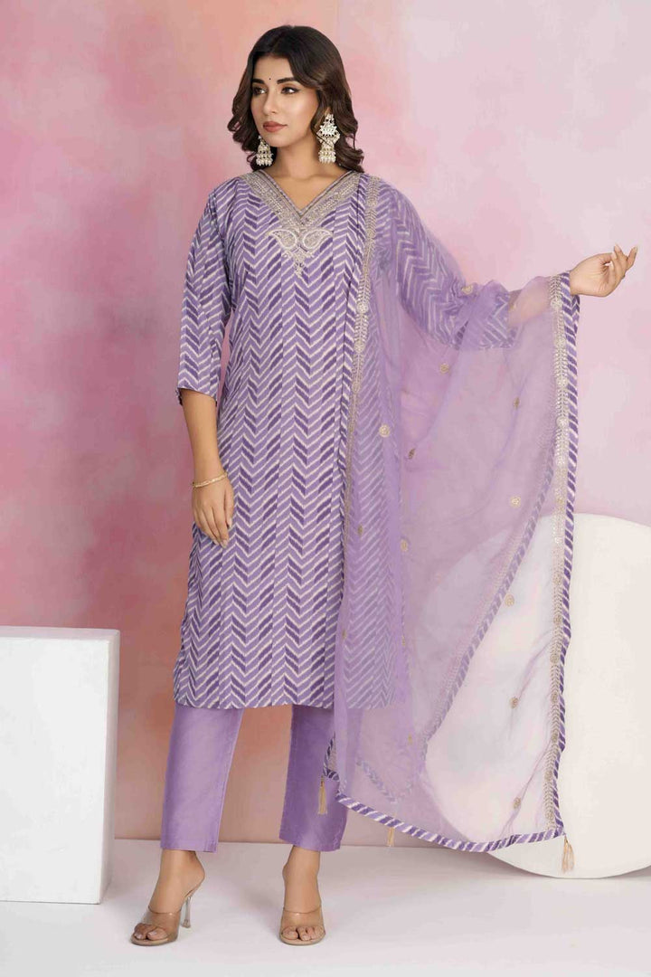 Viscose Fabric Purple Color Delicate Readymade Salwar Suit