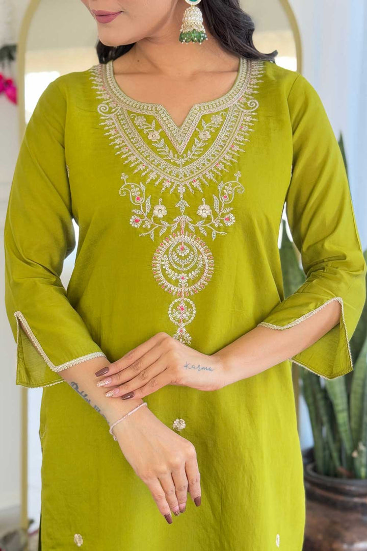 Trendy Viscose Fabric Green Color Readymade Salwar Suit