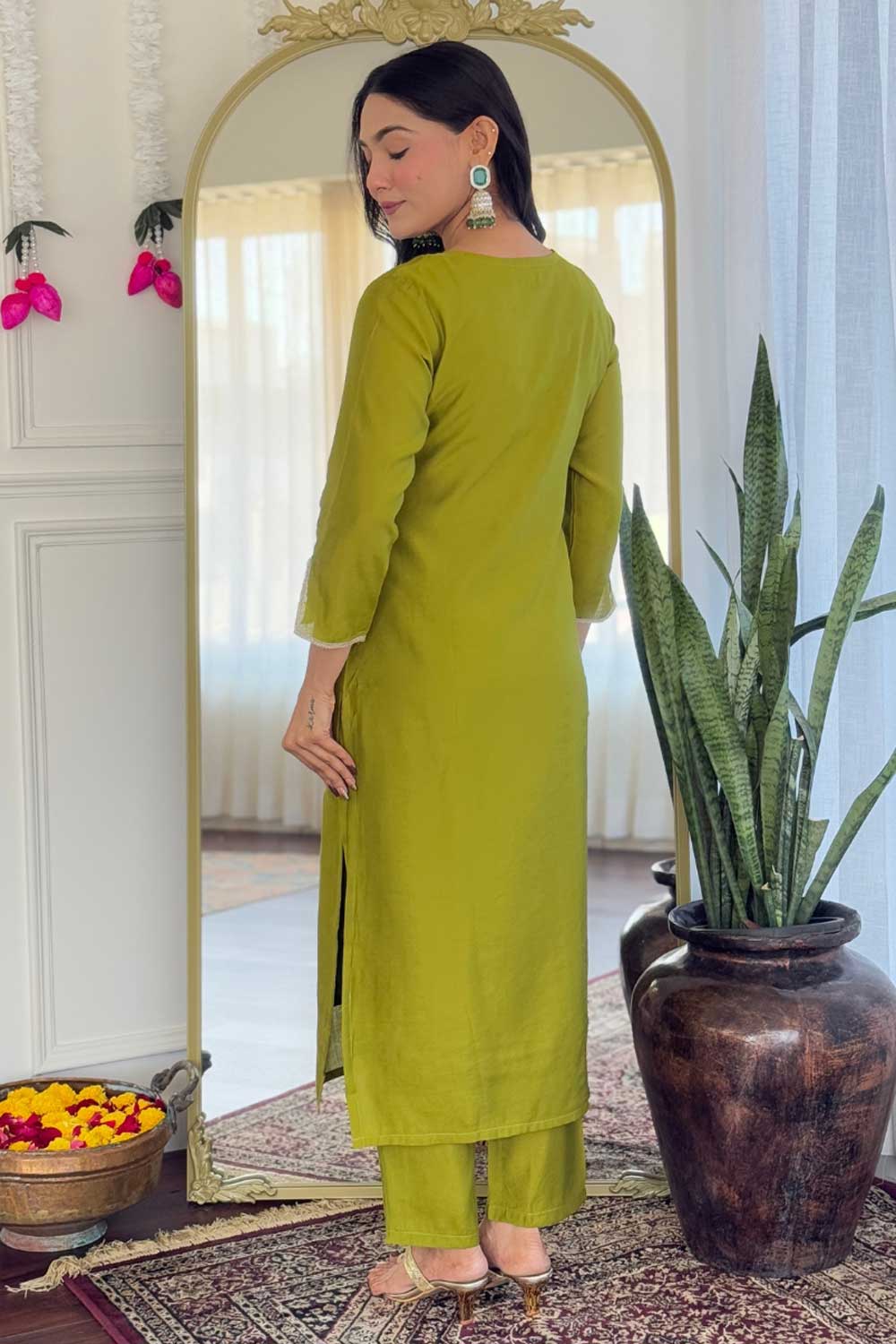 Trendy Viscose Fabric Green Color Readymade Salwar Suit