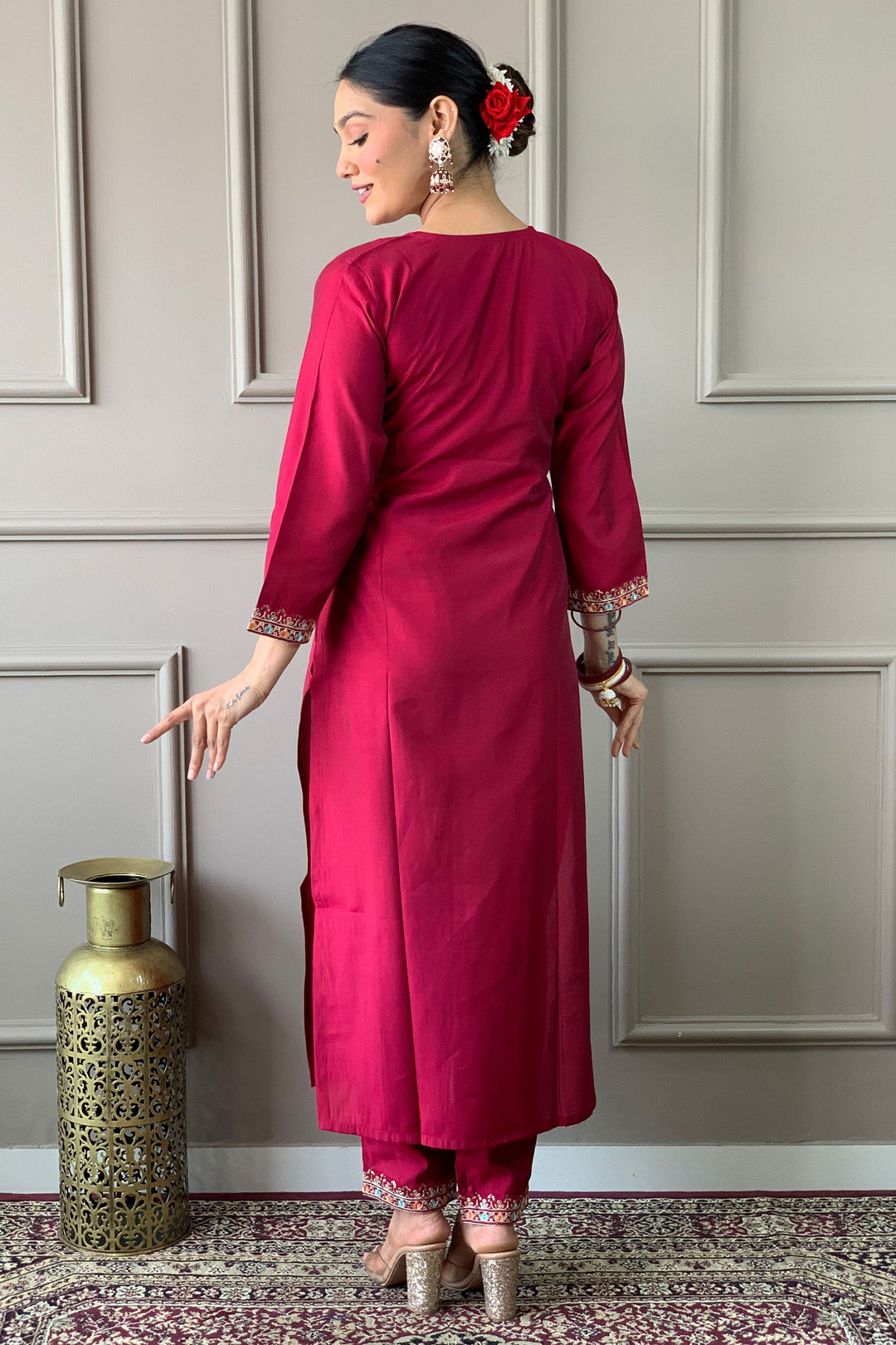 Maroon Color Viscose Fabric Stunning Readymade Salwar Suit