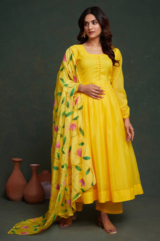 Yellow Color Readymade Anarkali Salwar Kameez