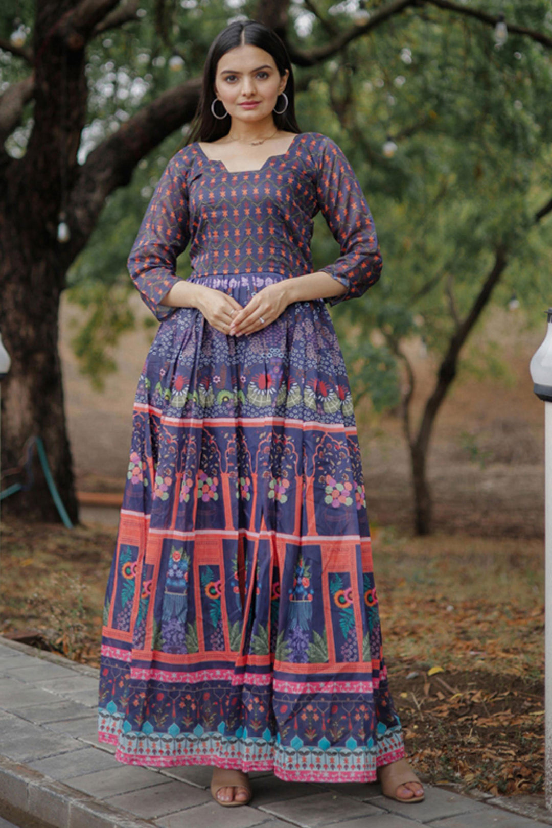 Amazing Multi Color Georgette Fabric Readymade Digital Printed Gown | Buy Online India