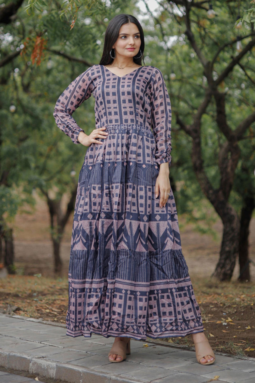 Soothing Multi Color Georgette Fabric Readymade Digital Printed Gown | Buy Online India