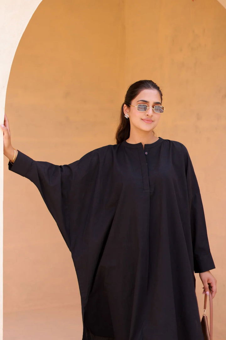 Engaging Black Color Cotton Fabric Readymade Kurti With Bottom | Buy Online India