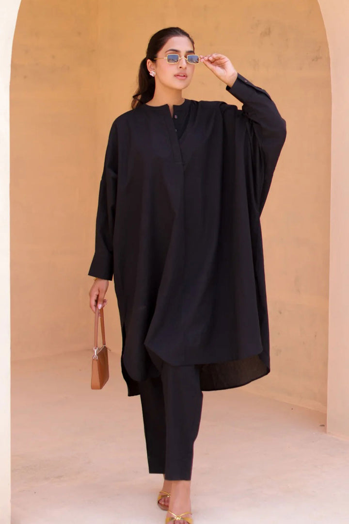 Engaging Black Color Cotton Fabric Readymade Kurti With Bottom | Buy Online India