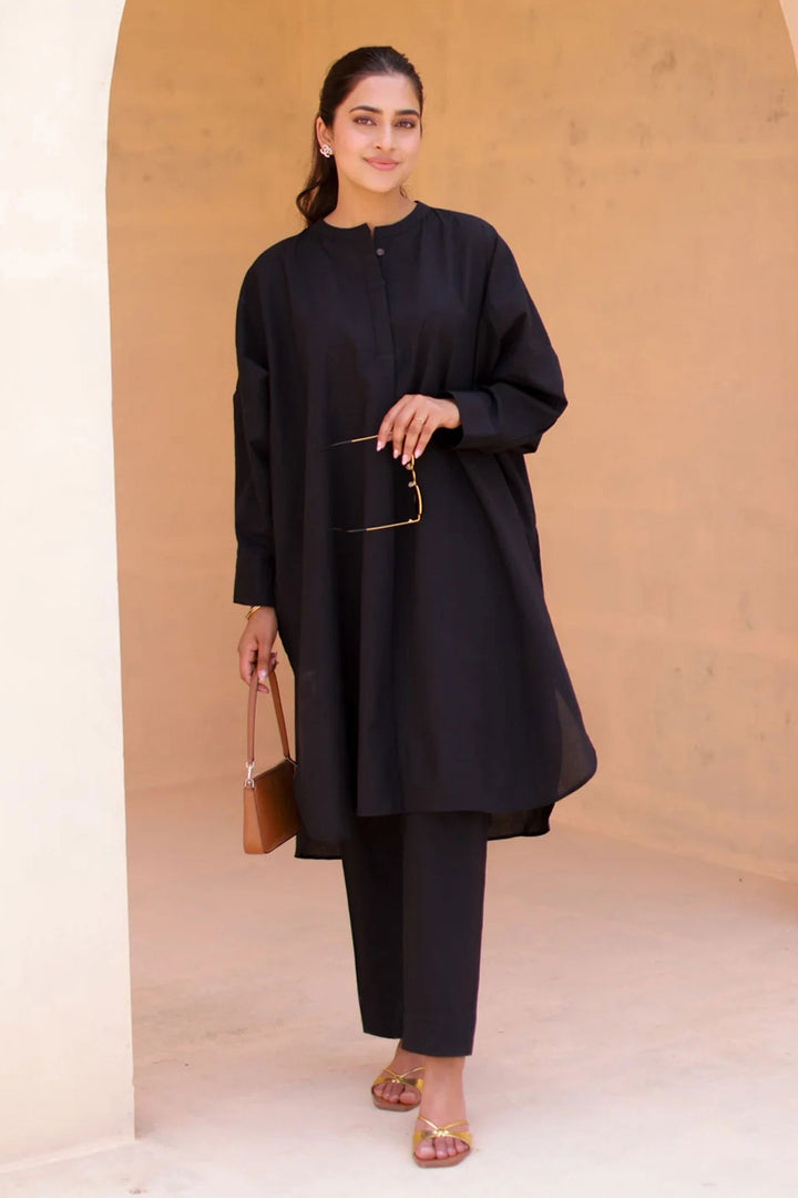 Engaging Black Color Cotton Fabric Readymade Kurti With Bottom | Buy Online India