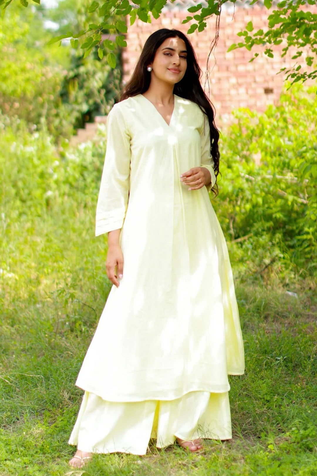 Beautiful Cotton Fabric Off White Color Readymade Kurti With Bottom | Buy Online India