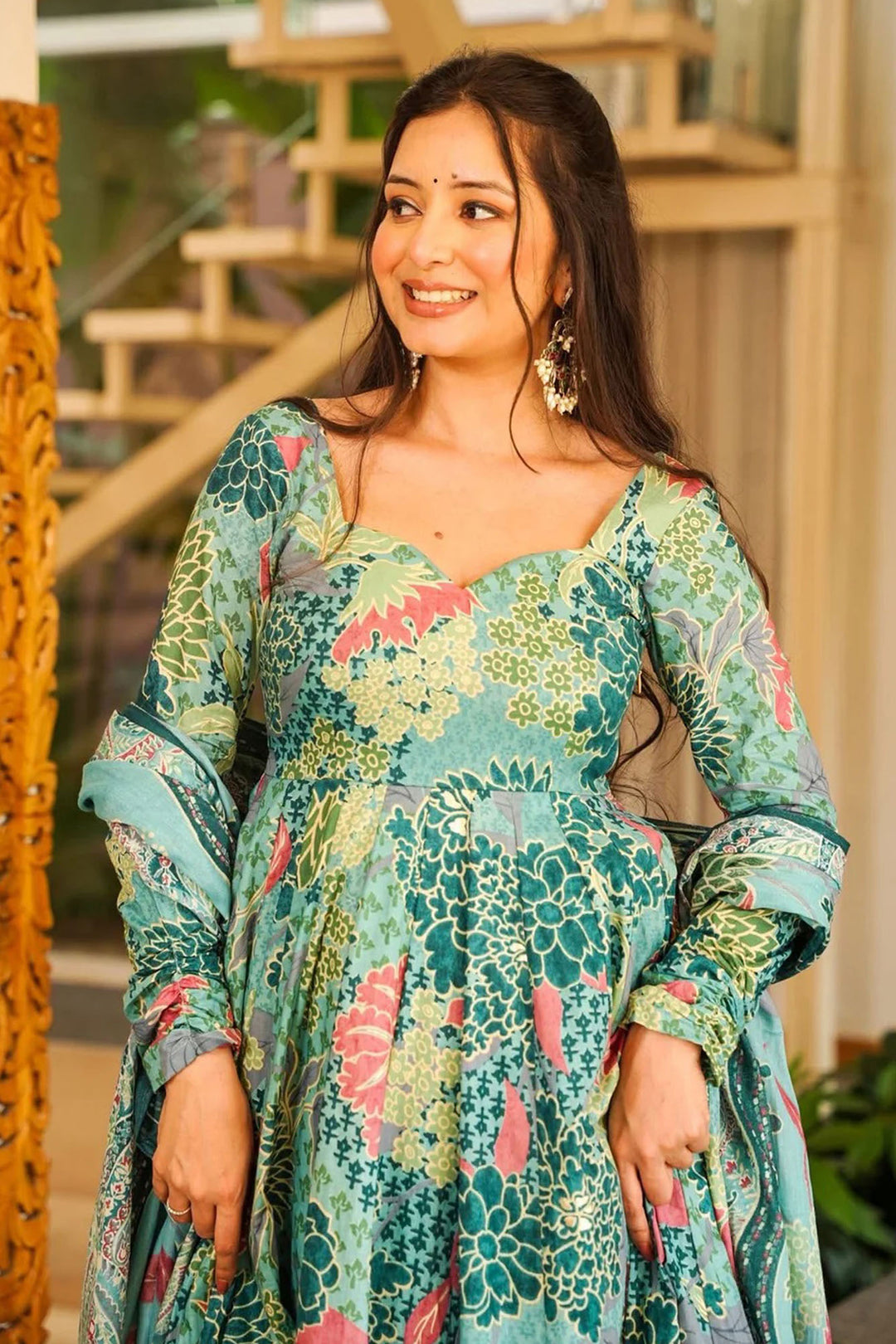 Alluring Cotton Fabric Multi Color Anarkali Style Readymade Palazzo Suit | Buy Online India