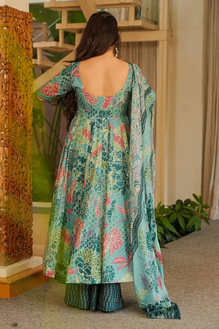 Alluring Cotton Fabric Multi Color Anarkali Style Readymade Palazzo Suit | Buy Online India