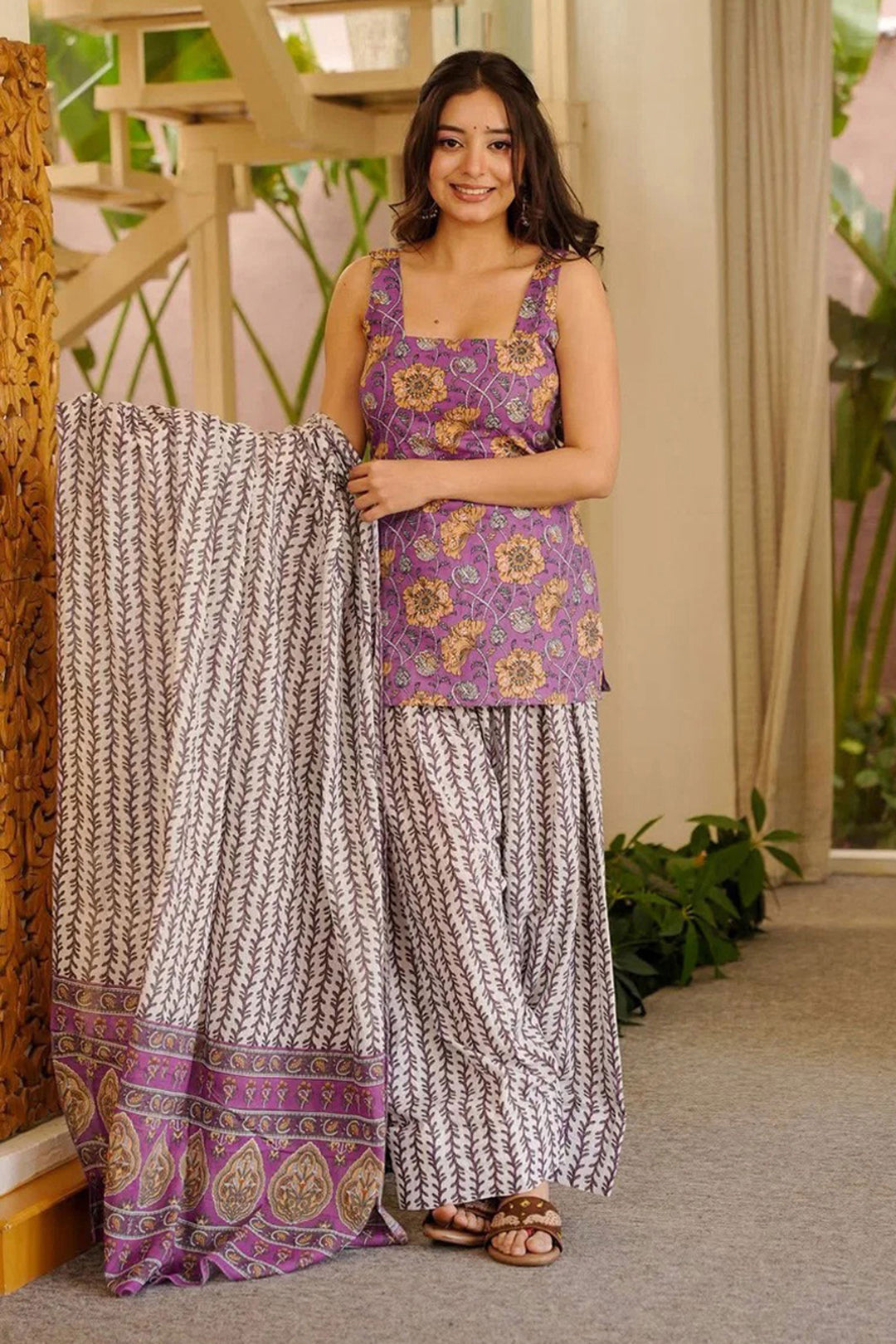 Amazing Printed Work On Purple Color Cotton Readymade Salwar Suit | Buy Online India