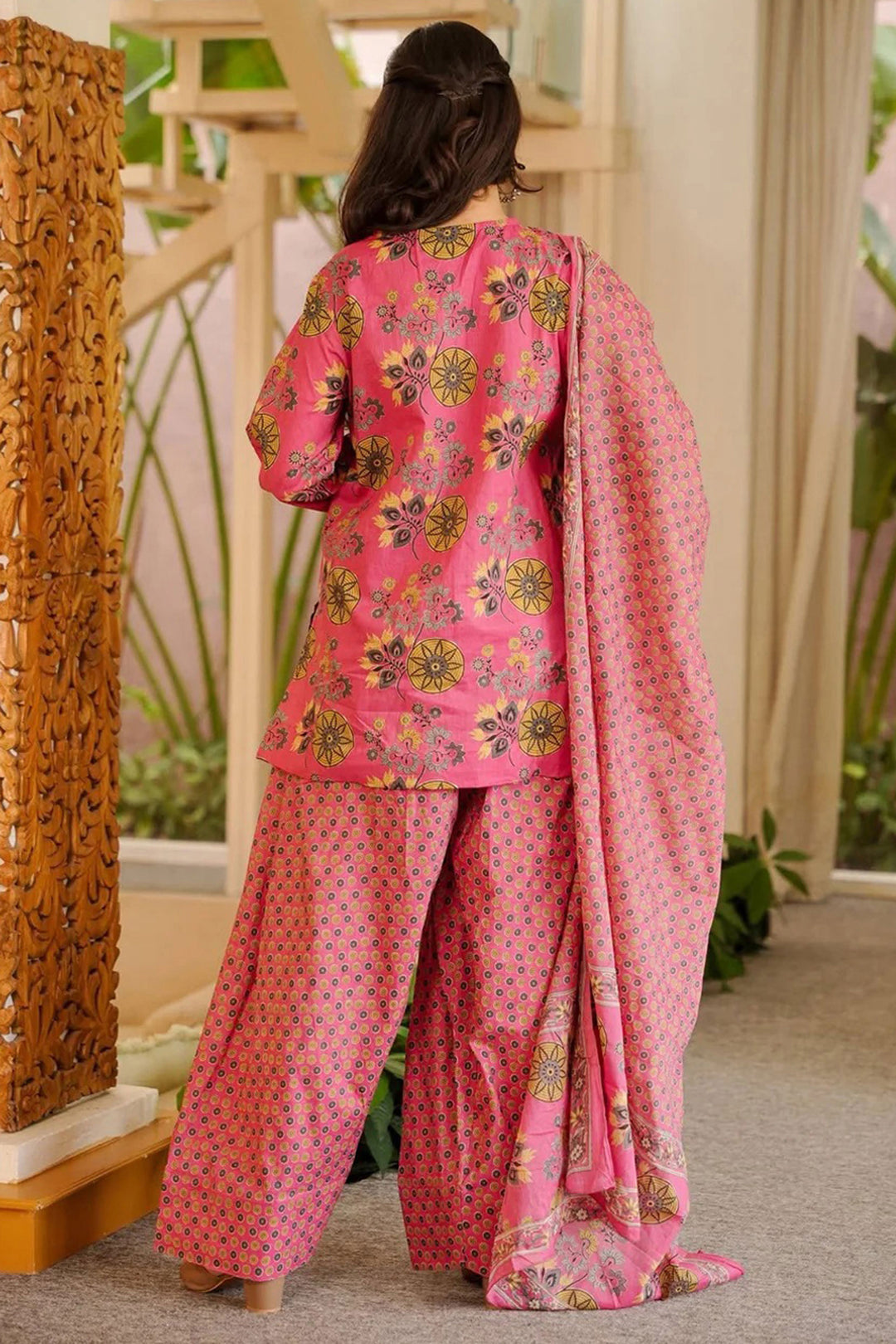 Trendy Cotton Pink Color Readymade Salwar Suit With Printed Work | Buy Online India