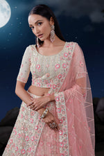 Load image into Gallery viewer, White Color Charismatic Wedding Wear Sequins Work Net Fabric Bridal Lehenga
