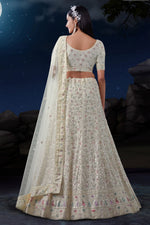 Load image into Gallery viewer, Wedding Wear White Color Glorious Sequins Work Georgette Fabric Bridal Lehenga
