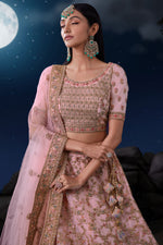 Load image into Gallery viewer, Wedding Wear Pink Color Lovely Sequins Work Net Fabric Bridal Lehenga
