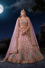 Load image into Gallery viewer, Wedding Wear Pink Color Lovely Sequins Work Net Fabric Bridal Lehenga
