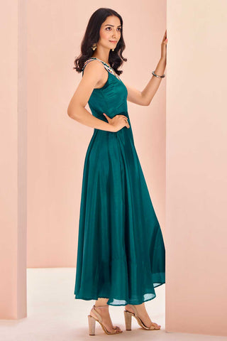 Tempting Chinon Fabric Teal Color Kurti