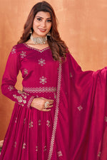 Load image into Gallery viewer, Glamorous Embroidered Work Rani Color Anarkali Suit For Function
