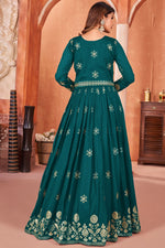Load image into Gallery viewer, Function Special Teal Color Art Silk Anarkali Suit with Embroidered Work
