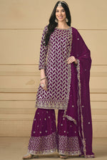 Load image into Gallery viewer, Engaging Purple Color Georgette Fabric Festival Wear Palazzo Suit
