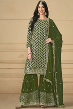 Load image into Gallery viewer, Georgette Fabric Green Color Festival Wear Winsome Palazzo Suit
