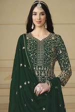 Load image into Gallery viewer, Glorious Function Wear Dark Green Color Georgette Anarkali Suit
