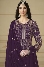 Load image into Gallery viewer, Attractive Function Wear Purple Color Georgette Anarkali Suit
