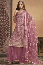 Load image into Gallery viewer, Pink Color Fantastic Net Fabric Palazzo Suit In Festival Wear
