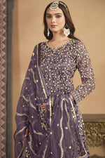 Load image into Gallery viewer, Festival Wear Purple Color Aristocratic Net Fabric Palazzo Suit
