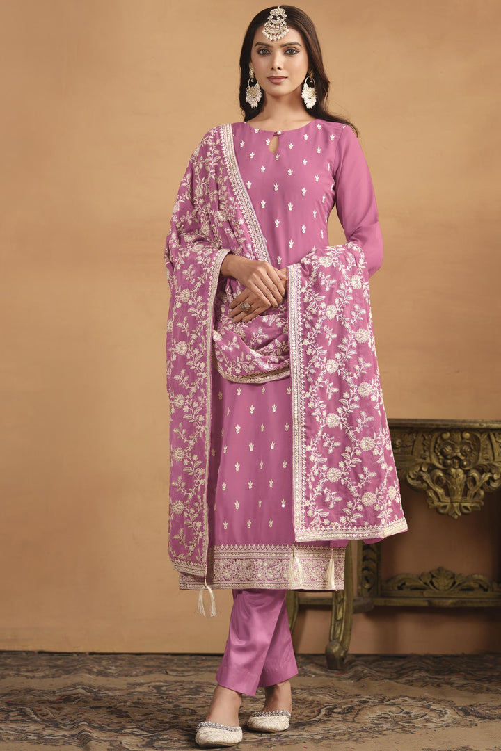 Mesmeric Pink Color Festival Wear Salwar Suit In Georgette Fabric