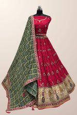 Load image into Gallery viewer, Silk Fabric Sequins Designs Rani Color Stylish Look Lehenga
