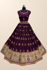 Load image into Gallery viewer, Fabulous Sequins Work Silk Fabric Purple Color Lehenga
